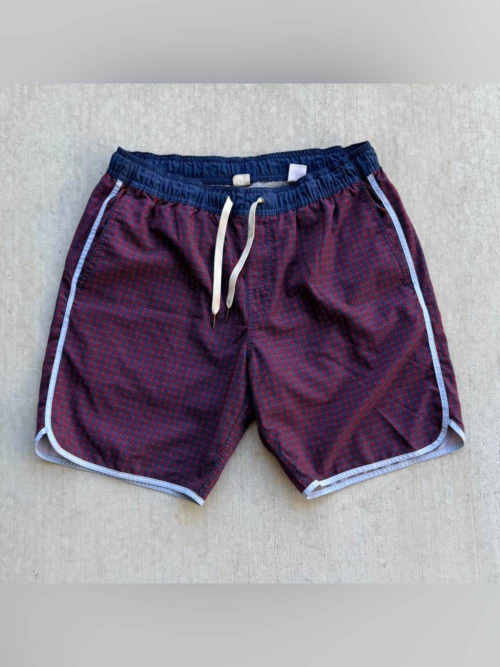 Fair Harbor Anchor Swim Trunks Nautical Wavy Geo Pattern Lined Medoim